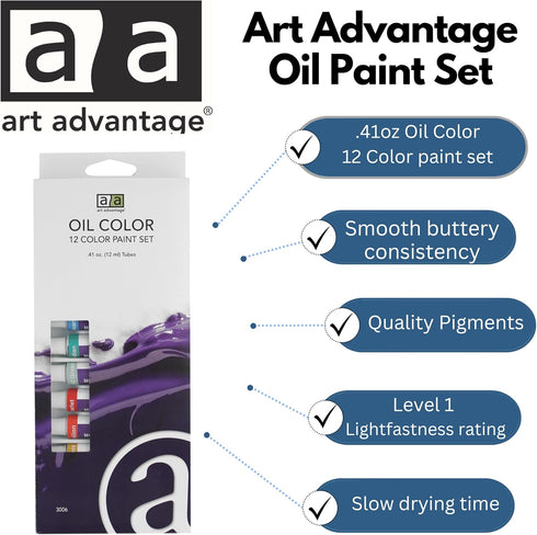 ART ADVANTAGE PAINT SET OIL .41OZ 12 COLOR